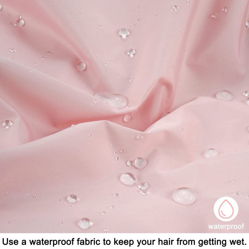 Reusable Shower Cap for Women, Large Waterproof Shower Bonnet with Elastic Band, Washable Bath Hair Cap for Long, Curly Hair, Braids, Daily Shower, Home Spa, Travel(Pink&Black)