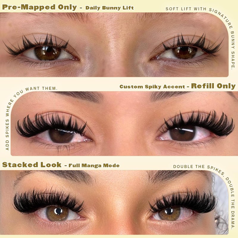 ALICE Bunny Lash Clusters with Spikes Eyelash Clusters 10-14mm Cluster Eyelash Extensions Manga Left & Right Lash Extensions Anime Individual Lashes