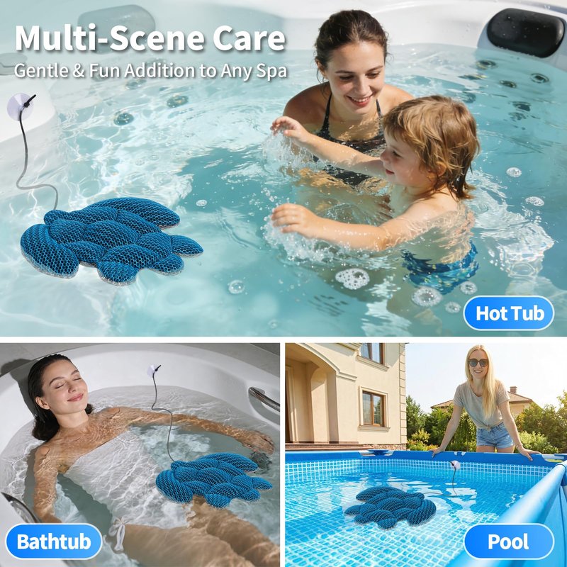 Ksheat Hot Tub Scum Absorber, Turtle Hot Tub Skimmer 2 PCS, Reusable & Washable Scum Sponge for Hot Tubs to Soak Up Oils, Floating Spa Scum Absorber to Keep Water Clean & Clear for Pool, Bathtub