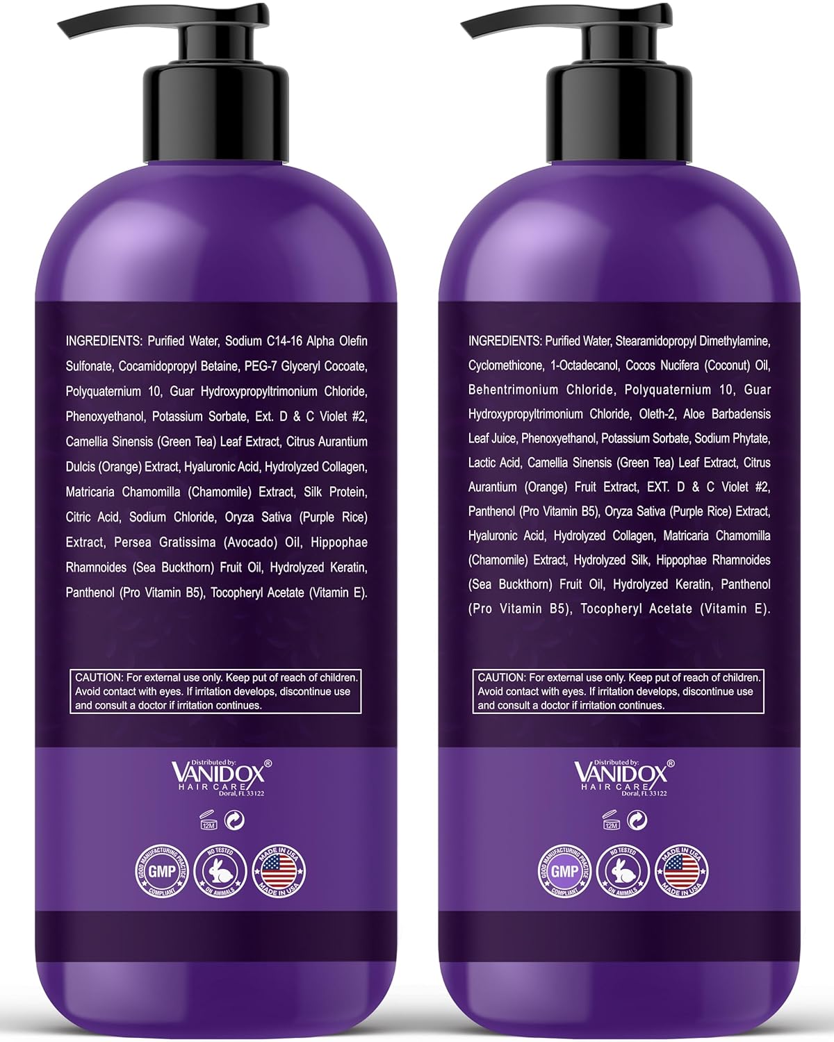VANIDOX Purple Shampoo & Conditioner Set - Sulfate Free, Moisturizing for Grey & Silver Hair | 16 fl oz Each