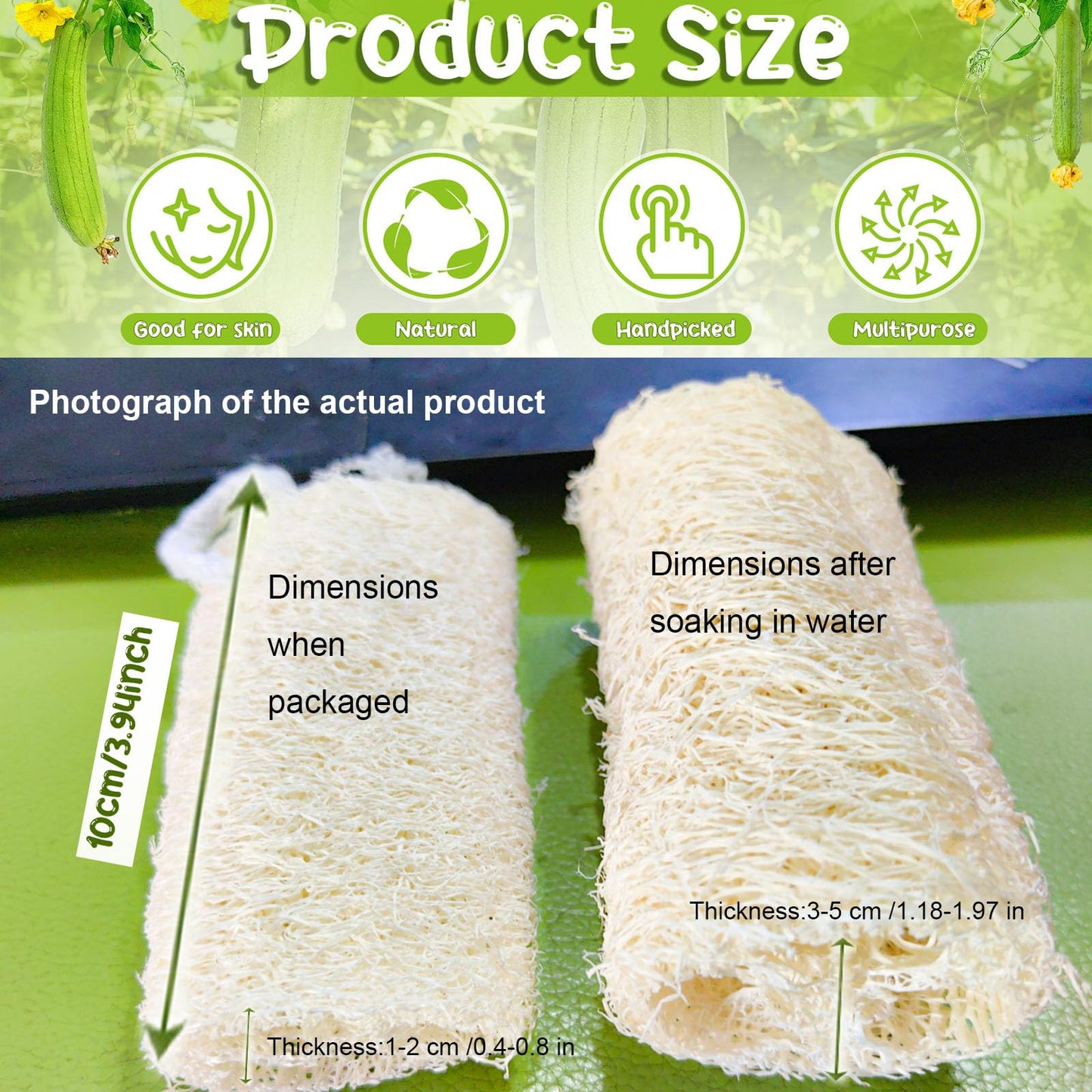 Hoemwarm 9 Pack 4”Natural Loofah Sponge Small Size Natural Organic Loofah for Kitchen Cleaning Dishes Toddler Exfoliating Skin Care Body Scrubber