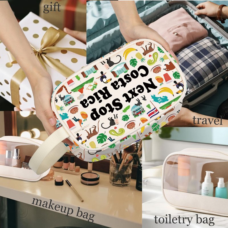 MNIGIU Costa Rica Symbols Souvenir Clear Cosmetic Bag Costa Rica Vacation Gift Travel Lover Pouch North America Travel Gift (Costa Rica Clear Cosmetic Bag)