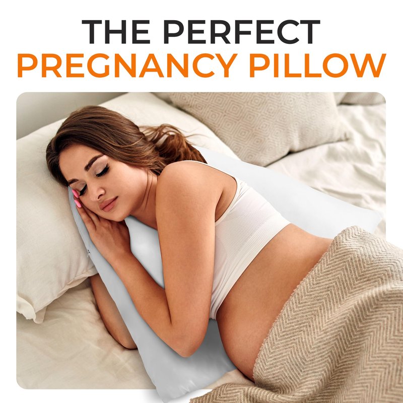 Cheer Collection Oversized V-Shaped Pillow, L-Shaped Pillow for Neck and Shoulder Support, Curved Body Pillow with Removable Pillowcase