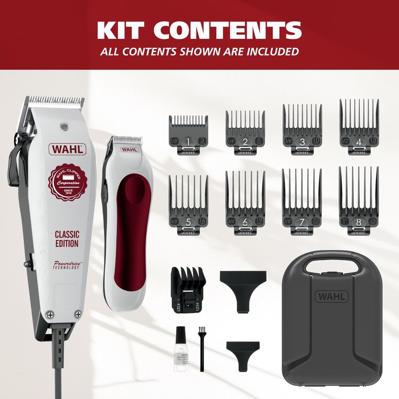 Wahl USA Classic Edition Corded Hair Clippers & Cordless Hair Trimmer for Men, Women & Children – POWERDRIVE Motor for Smooth, Consistent Haircutting & Touch-Up Trimmer – Model 3029167