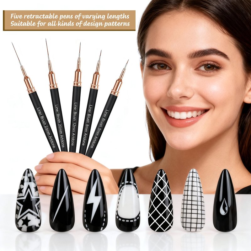 Artdone Nail Art Brushes and Dotting Tools Kit 11PCS Gel Polish Liner Design Pens for Nail Decorations Supplies Drawing and Nail Paint Brushes Small Detail Accessories Brushes