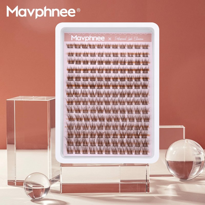 Brown Lash Clusters Natural Lash Extensions Wispy Eyelash Clusters 154 Pcs C-Curly Lashes Clusters for Everyday Wear Beginner Friendly Dark Brown Cluster Eyelash Extensions by Mavphnnee