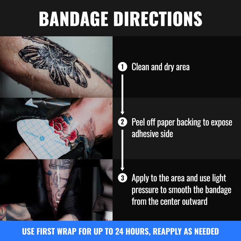 Saniderm Tattoo Aftercare Bandage 10 Sheets (Small Pack, 4 in x 4 in) – Convenient, Faster Tattoo Healing and Protection – Sterile, Waterproof, and Latex-Free