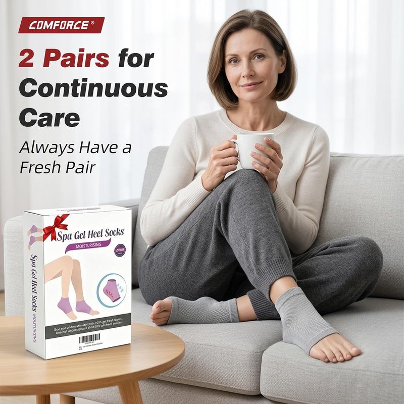 Moisturizing Gel Heel Socks - Cracked Heels Treatment for Men & Women | Toeless Design for Pain Relief
