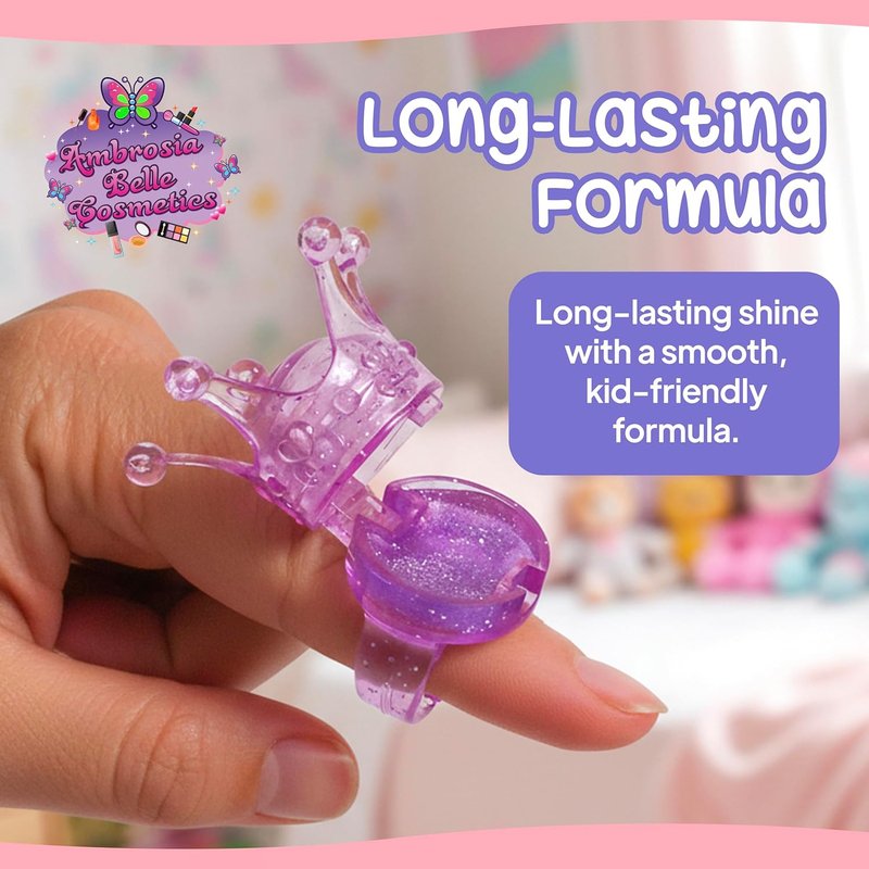 Skiennix Kids Lip Gloss Set - Non-Toxic Washable Lip Gloss Rings | Perfect Makeup Kit for Ages 3-12