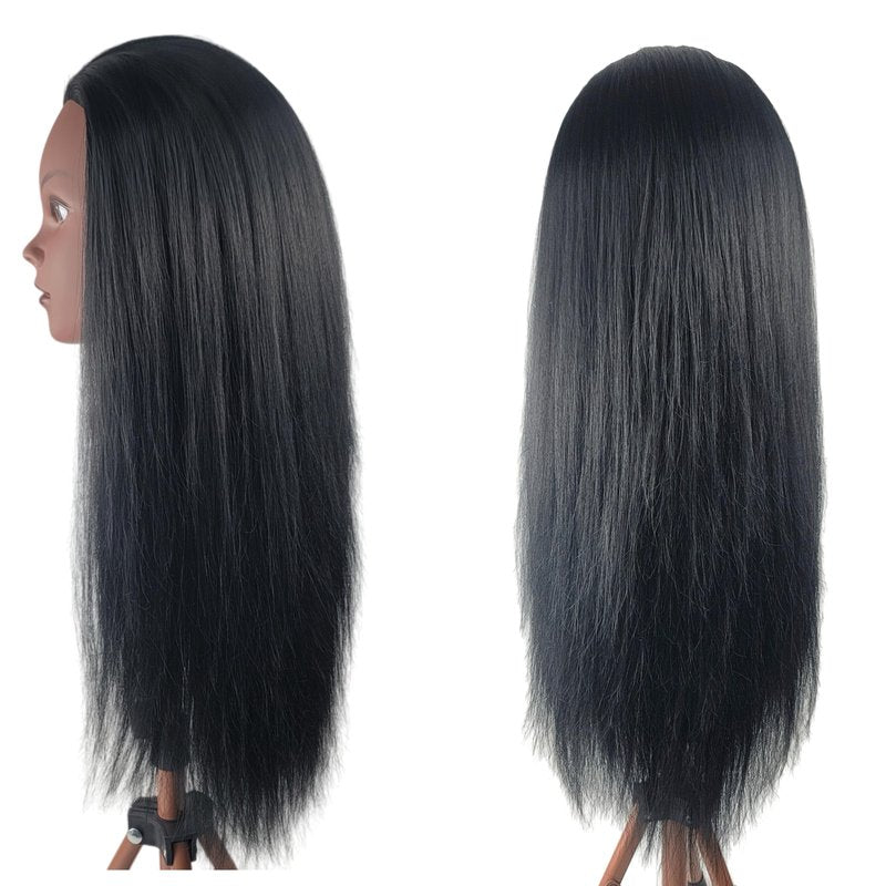 Czrleaty African Mannequin Head for Braiding, Black Mannequin Head with Hair - 21" Training Doll Head for Kids Hair Styling or Braiding Practice
