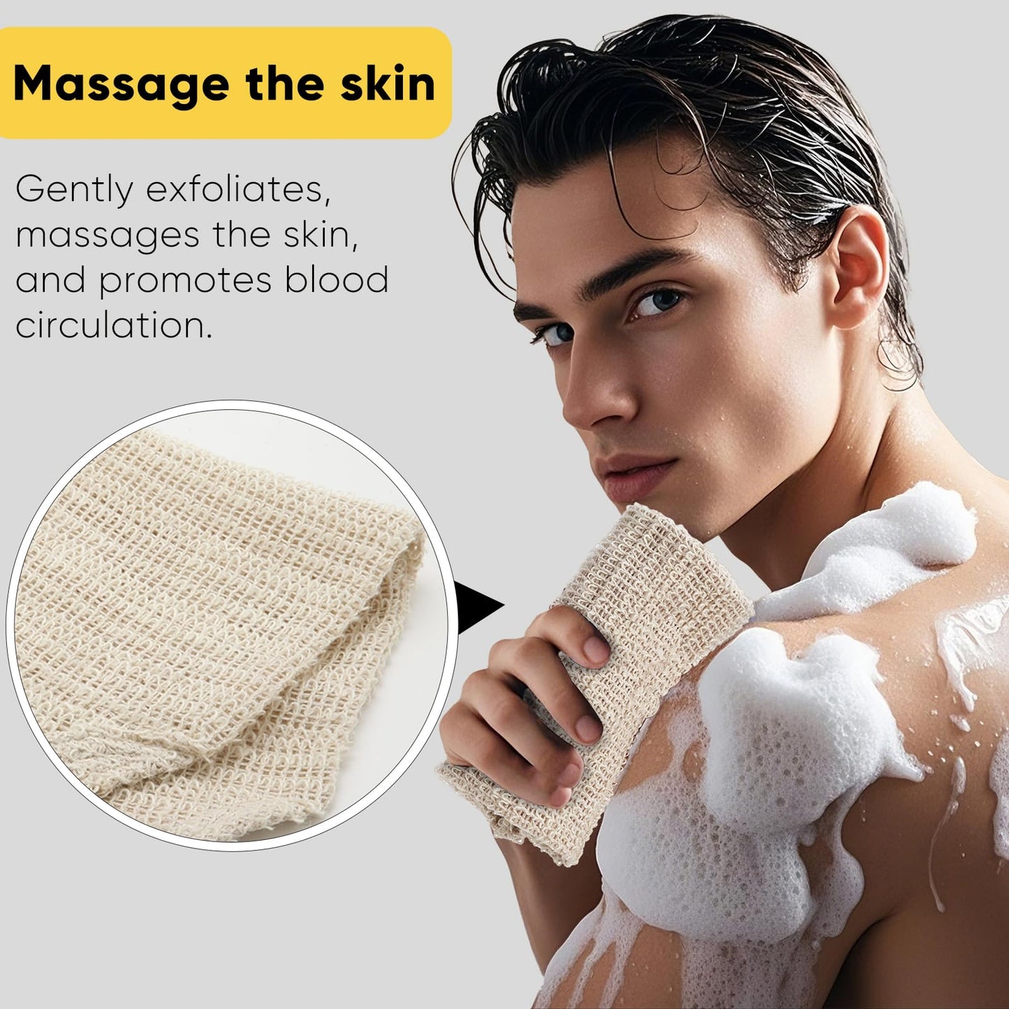 MARRASSA Natural Sisal & Ramie Back Scrubber for Shower with Handle(2pcs) - Deep Cleanse Back Scrubber, Scrub Spa Tool for Glowing Skin & Whole Body Care (2pcs)