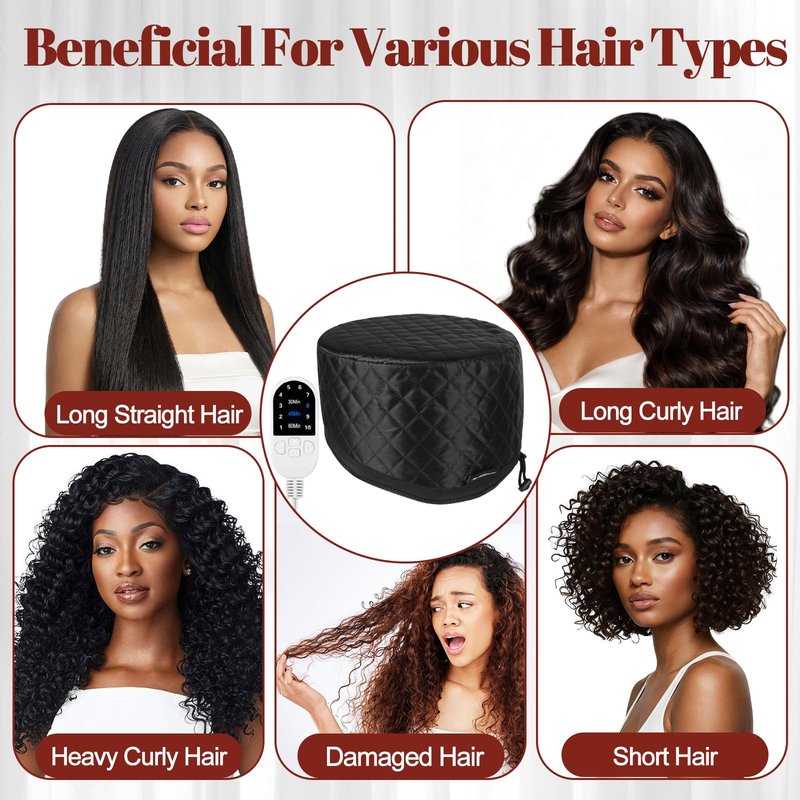 TEPENAR Hair Steamer for Deep Conditioning: Upgraded Heat Cap with 118” Power Cord 10-Level Fast Heating 3 Time Settings for Natural Hair Portable Thermal Steam Cap for Home Hair Treatment