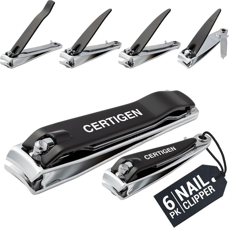 Skiennix Nail Clippers Set - 6-Piece Kit for Men and Women | Toenail & Fingernail Clippers