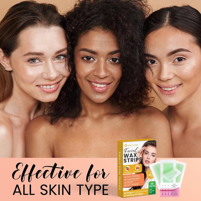 Regine Switzerland Facial Wax Strips - Fast, Gentle Hair Removal for Face & Eyebrows | 50 Strips + 5 Wipes