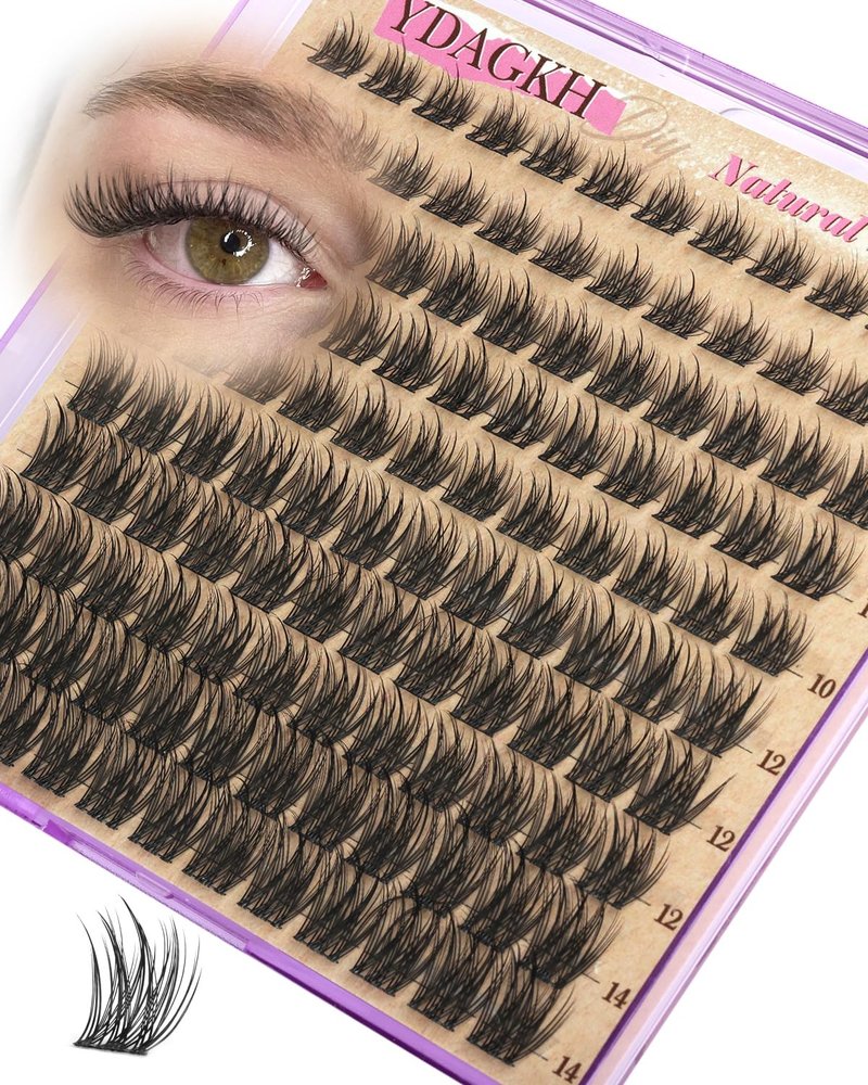Skiennix Natural Lash Clusters - Short Spiky Eyelash Extensions | 8-14mm Wispy C Curly Mink Silk