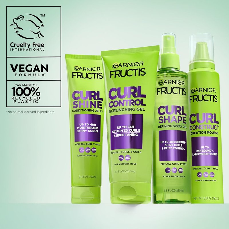Garnier Fructis Curl Shine Conditioning Hair Gel - Extra Strong Hold for Curly & Wavy Hair, 5.1 Fl Oz