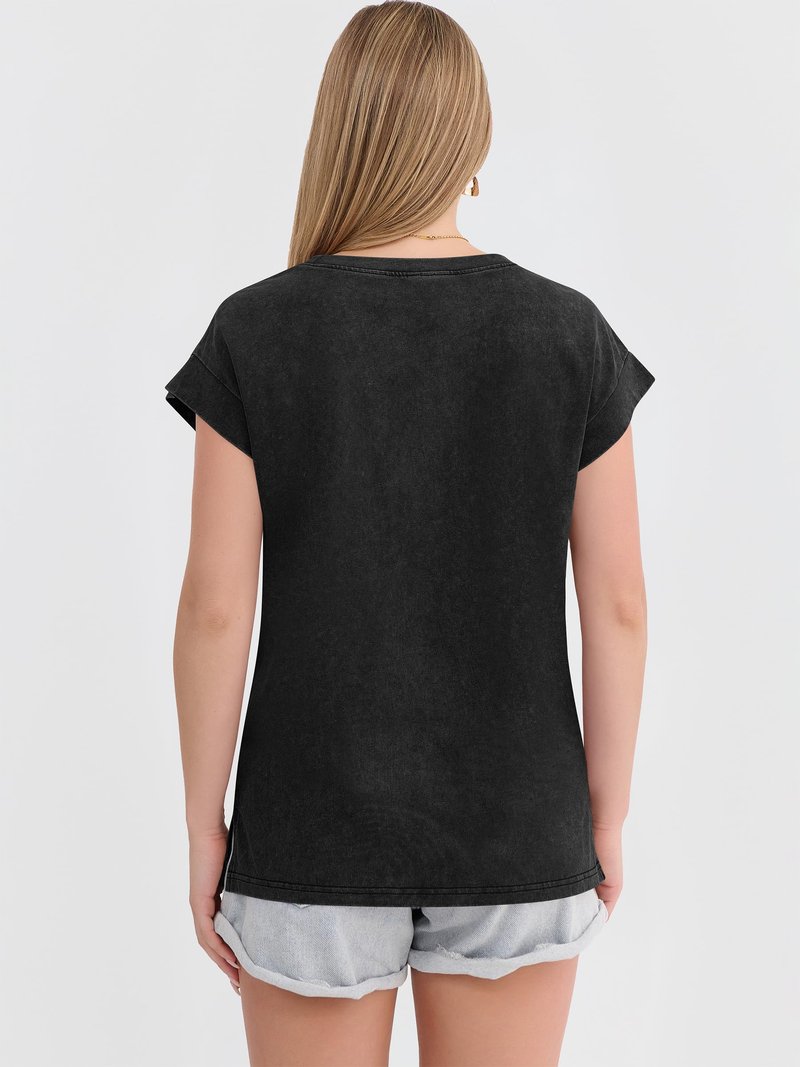 ANRABESS Womens Acid Washed T-Shirt Cap Sleeve Vintage Casual Crew Neck Tops Summer Basic Tee 2026 Fashion Clothing