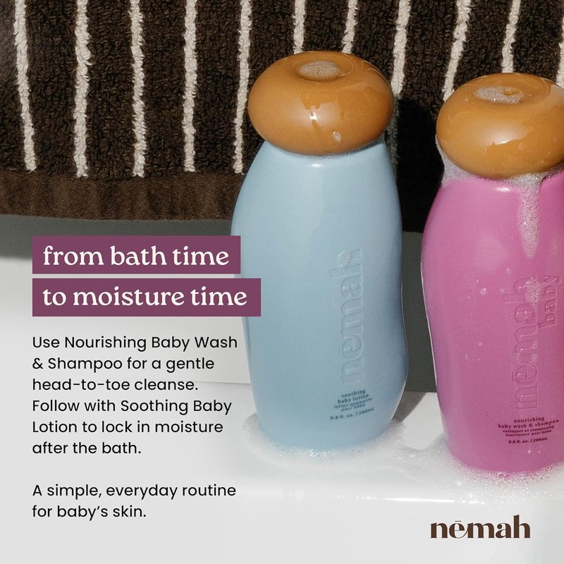 Nemah Baby Soap & Shampoo - 2-in-1 Tear-Free Wash with Chamomile & Aloe Vera | 9.8 Fl Oz for Newborns & Toddlers