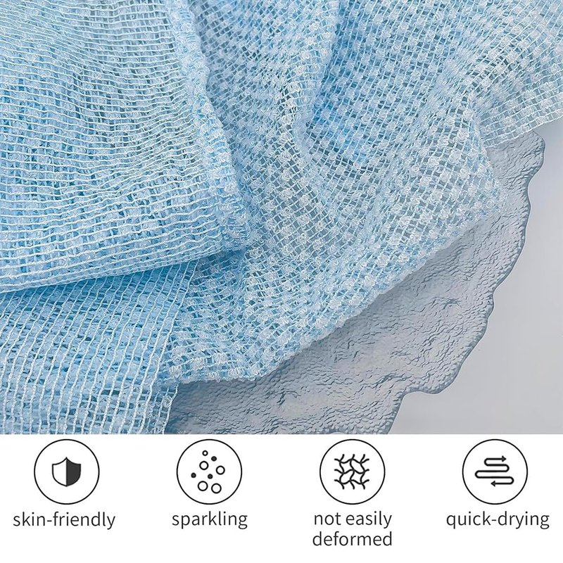 3 Pack Exfoliating Shower Towel, Long Exfoliating Washcloth Towels, Exfoliator Shower Towel Back Body Scrubber Scrub Cloth for Men & Women (Black,Pink,Blue)