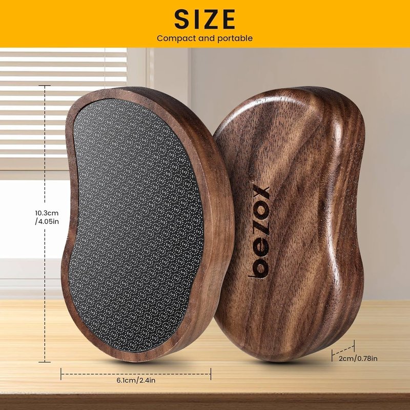 Glass Foot File - Nano-Glass Pumice Stone Scrubber for Silky Smooth Feet | Portable Walnut Wood Handle Pedicure Tool