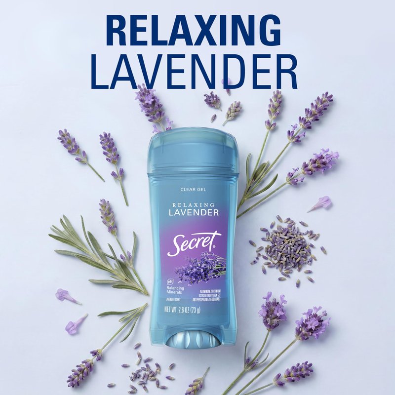 Secret Fresh Antiperspirant Deodorant for Women, 72hr Breathable Sweat & Odor Protection, Instant Freshness & Gentle, PH Balancing Minerals, Clear Gel, Relaxing Lavender Scent, 2.6 oz (Pack of 2)
