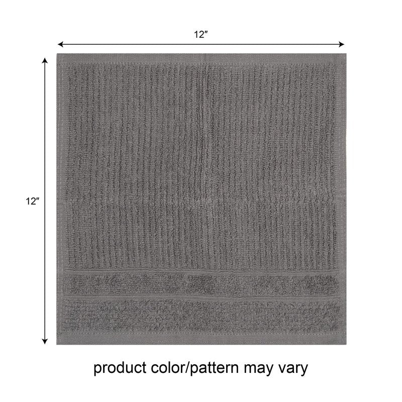 Pleasant Home Chevron Wash Cloths Set - 12 Pack (12” x 12”) – 509 GSM - 100% Ring Spun Cotton Wash Cloth - Super Soft and Highly Absorbent Face Towels (Dark Grey)