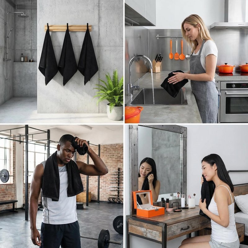 LMMINBZ 4Pcs Black Hand Towels for Bathroom Christmas Decorations Clean Face Towels Decoration Small Microfiber Washcloths Towel for Face Hand13.7 x29.5inch