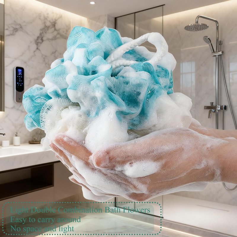 4 Pack Bath Loofah Sponge - 12cm/4.7 inch Large Shower Mesh Pouf, Soft Body Scrubber for Exfoliating & Cleansing, 40g Durable Shower Balls for Men Women, Bath Accessories