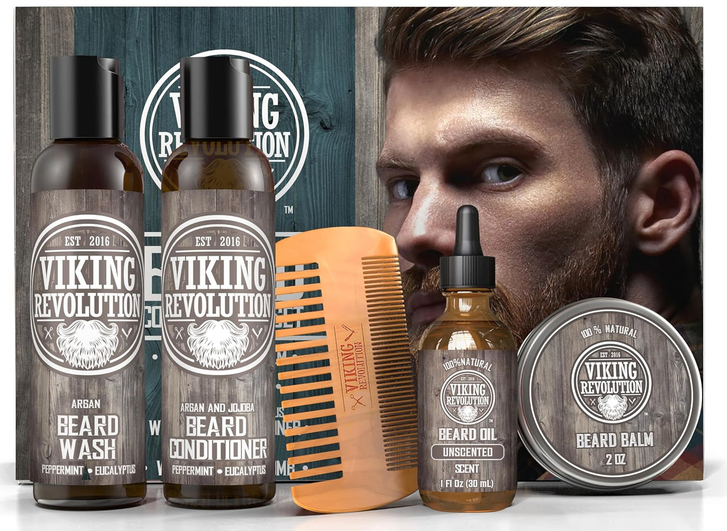 Viking Revolution Beard Conditioner Set | Ultimate Grooming Kit for Men - Softens, Smoothes & Soothes Itch
