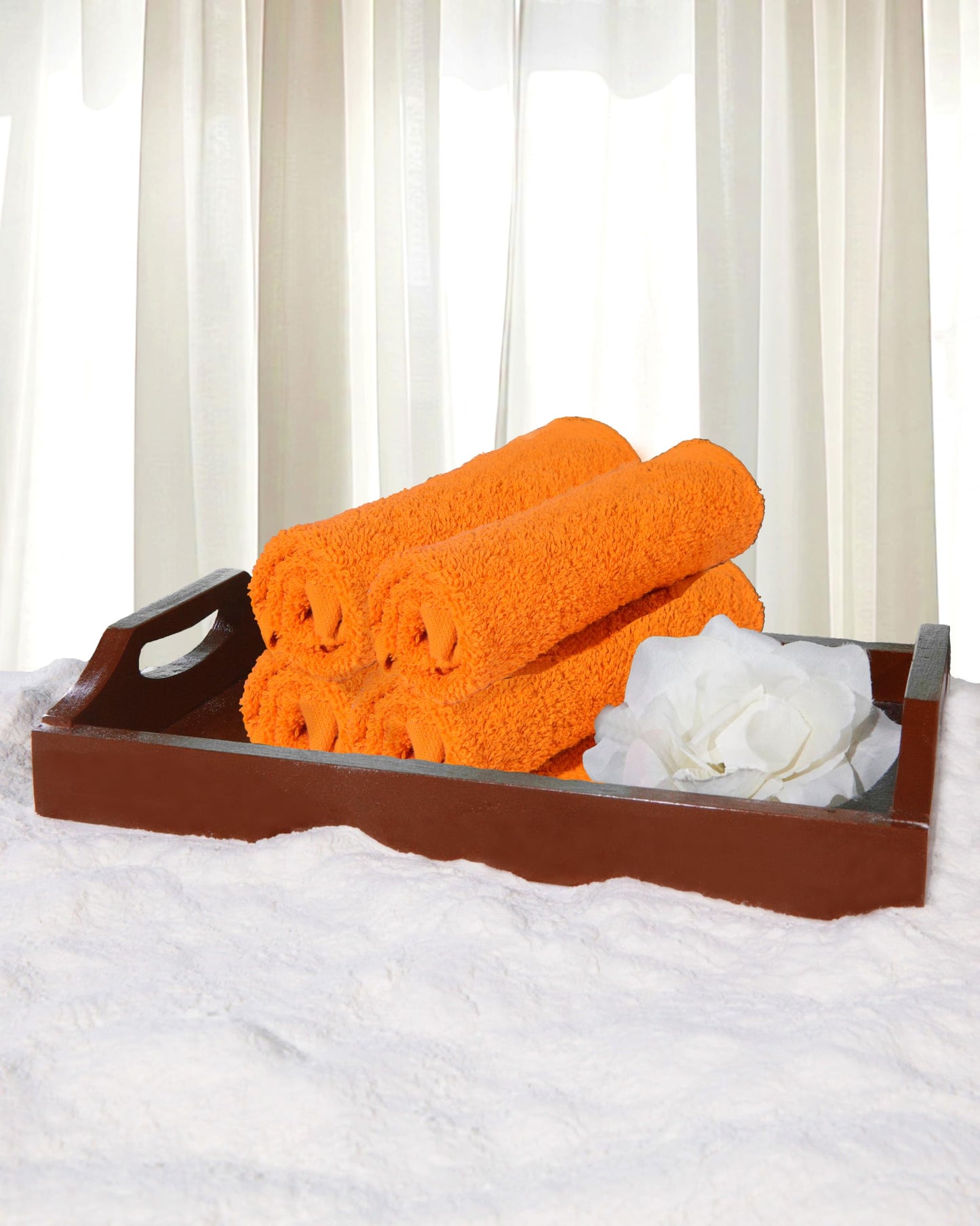 The Holy South Premium Perfect Size Washcloth Set | Absorbent, Ring Spun, Hand Towels for Bathroom, 100% Cotton, Face, fingertip, Soft, for Daily Use (Pack of 4) (Orange, 13x13)