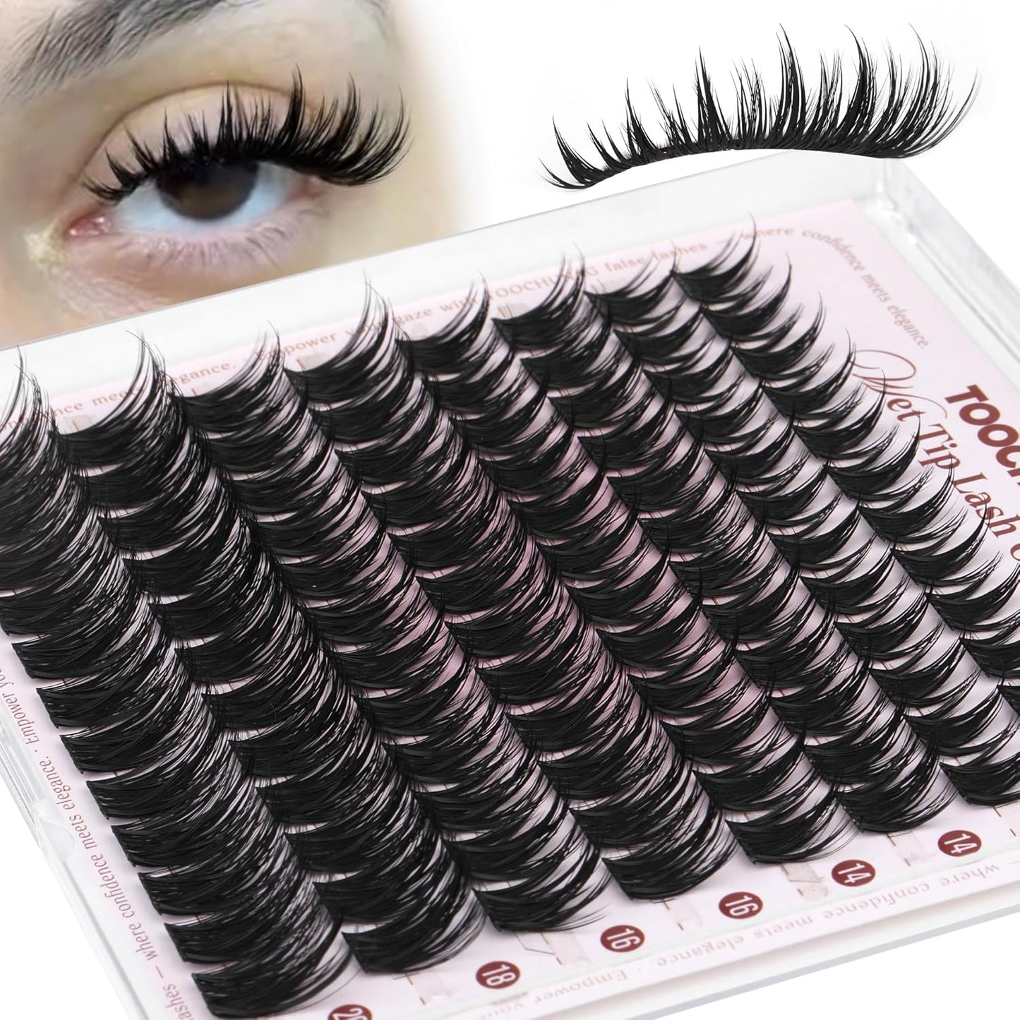 TOOCHUNAG Anime Lash Clusters 12-20mm Manga Eyelash Clusters Volume Cluster Eyelash Extensions D Curly Lashes Clusters DIY Lash Extensions Wispy Individual Lashes