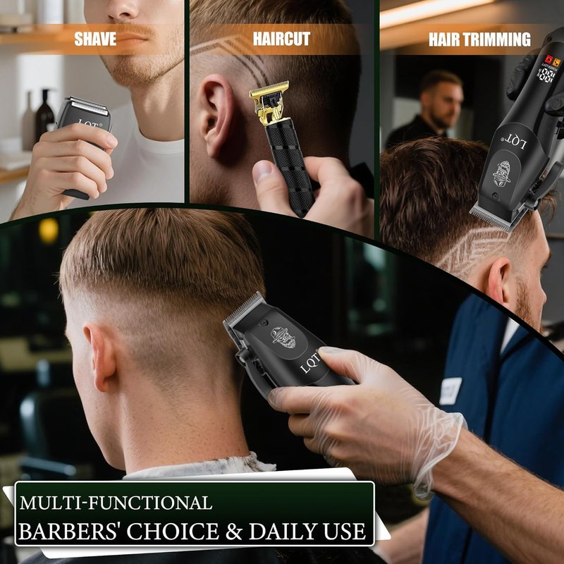 Hair Clippers for Men Professional, Beard Trimmer Kits & Sets, Electric Shavers, Hair Clippers & Trimmer Ceramic T-Blade, for Barber,for Men (Black)