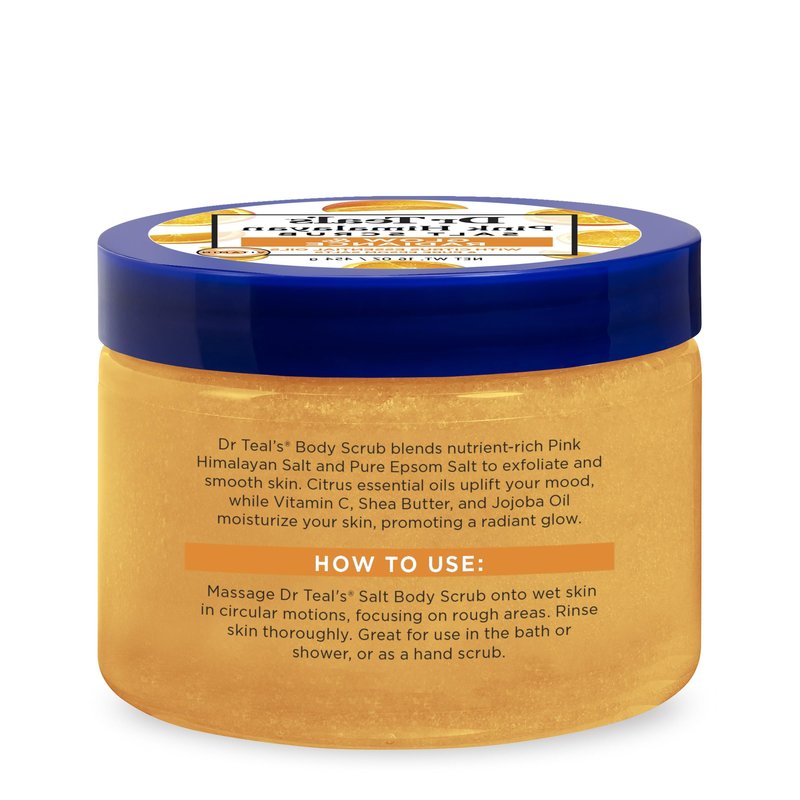 Dr Teal's Pink Himalayan Salt Body Scrub, Glow & Radiance with Pure Epsom Salt & Citrus Essential Oils 16 oz (Pack of 3)