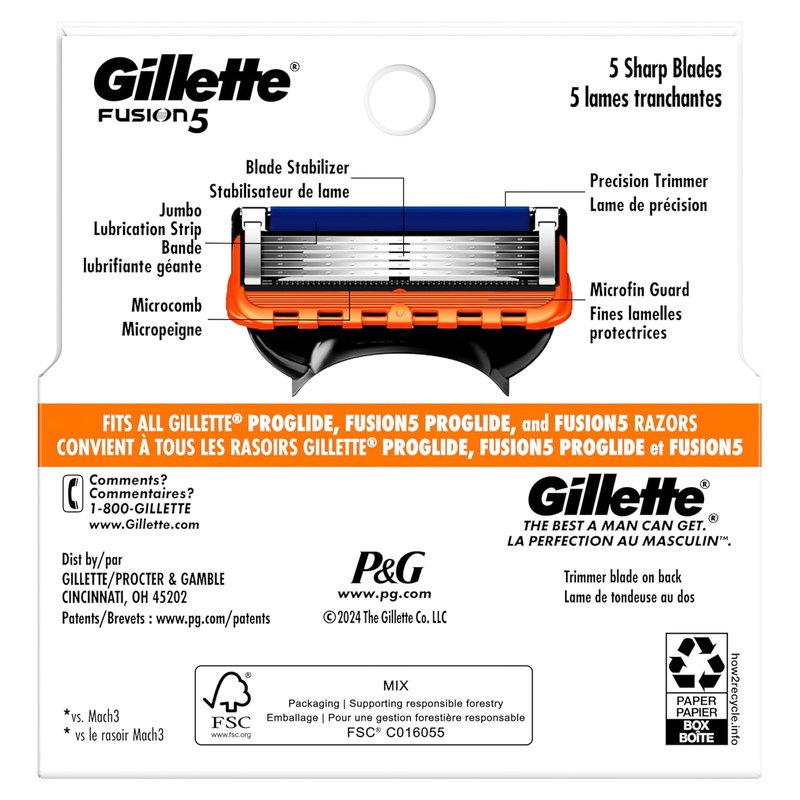Gillette Fusion5 Razor Blade Refills - 4 Count | Lubrastrip for a Comfortable Shave