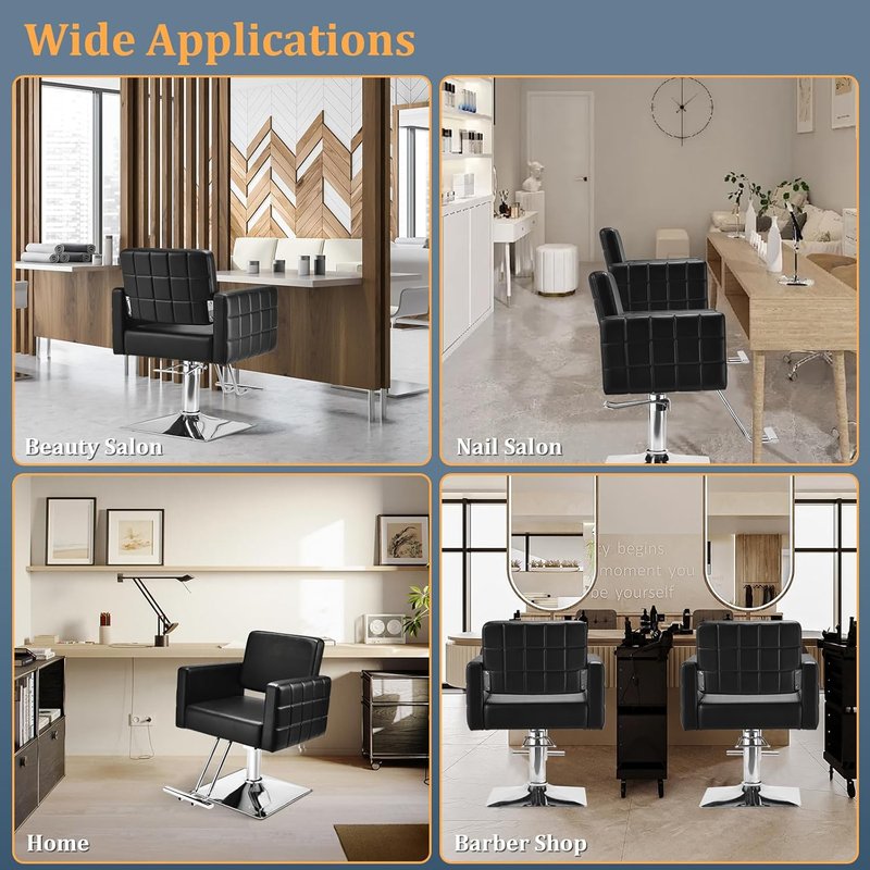 Barber Salon Chair - Heavy Duty Hydraulic Pump, 330 Lbs Capacity | Adjustable Height, 360° Swivel, Soft Leather (Black)