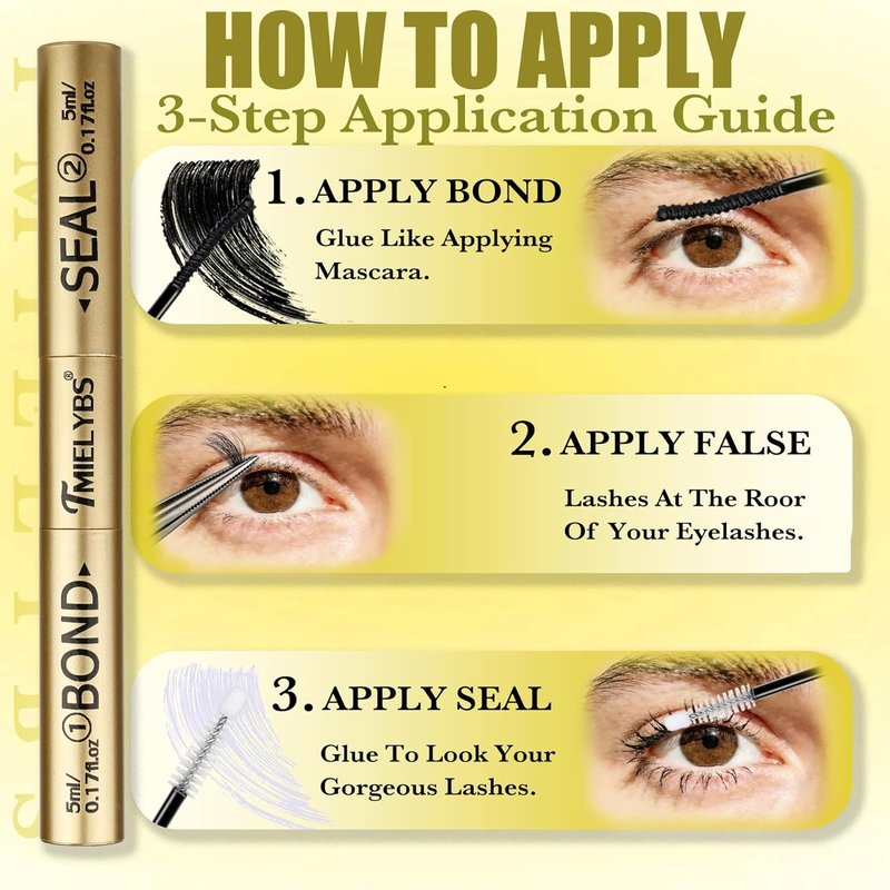 Lash Bond and Seal - Waterproof 2-in-1 Cluster Glue for 72-Hour Hold | Non-Irritating DIY Eyelash Extensions, 10ML