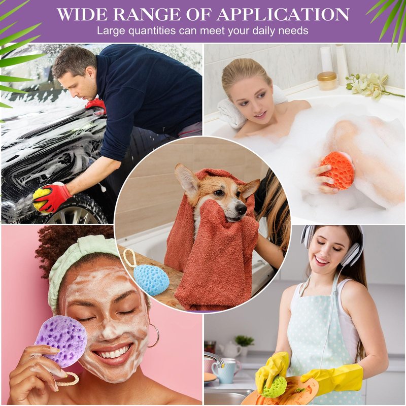 FoldTier 36 Pcs Bath Sponge Deep Cleansing Body Loofah Gentle and Deep Exfoliating Body Scrubber Bath Accessories Men Women Baby Sponge for Bathing Shower (Multicolor)