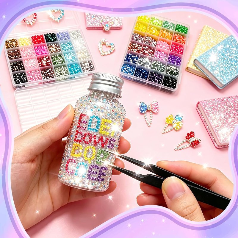 Skiennix 48000Pcs Resin Jelly Rhinestones - 48 Color 3mm Flatback Gems for Crafting & Nail Art