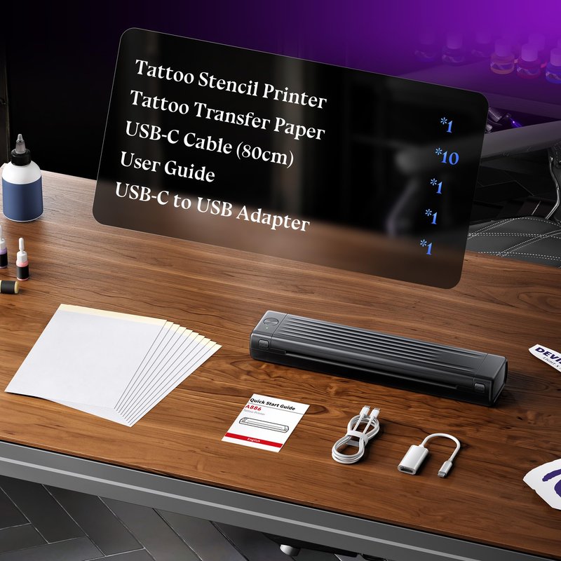 Itari Tattoo Stencil Printer Kit for Beginners, Thermal Tattoo Printer with 10 Pcs Transfer Paper, Bluetooth Stencil Printer for Tattooing, Wireless Tattoo Machine Compatible with Phone/Tablet/PC