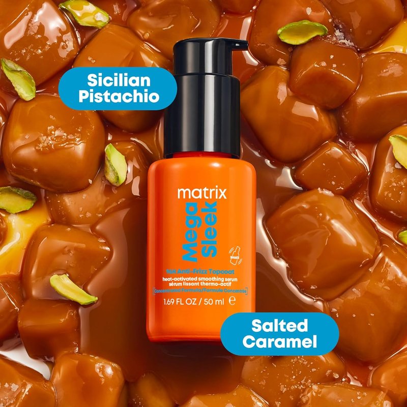 Matrix Mega Sleek 96H Anti-Frizz Topcoat Serum - Humidity Resistant Heat Protection for All Hair Types