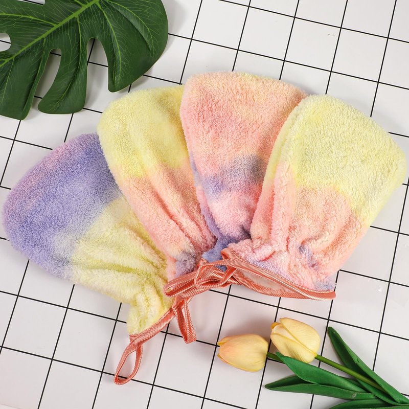 PHOGARY 8 Pack Microfiber Wash Mitts for Face Body, Soft Face Shower Bath Mitts Coral Fleece Washcloths, Reusable Makeup Remover Mitt, European Style Wash Cloth with Hanging Loop, Tie Dye, 7.8X 5.1in