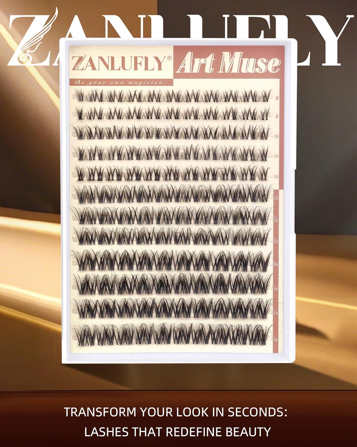 Zanlufly Spider Lash Clusters - Natural Wispy Eyelash Extensions | Light & Fluffy 8-16mm D Curly Lashes