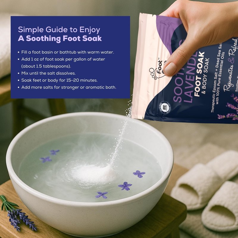 FOOT CURE Tea Tree Oil & Soothing Lavender Foot Soak with Epsom Salt - Best Toenail Treatment & Softens Calluses - Soothes Sore & Tired Feet, Foot Odor Scent, Spa Pedicure - 16 oz (Pack of 2)