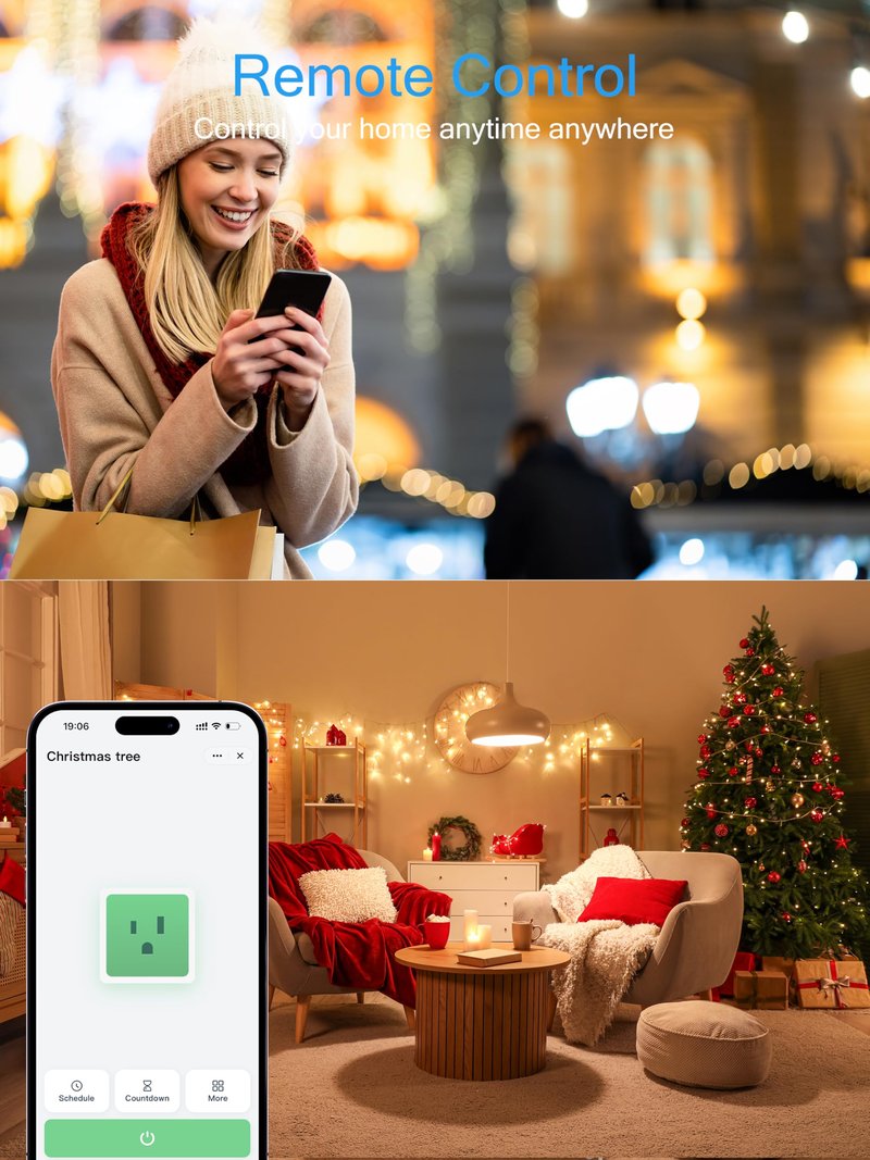 EIGHTREE 15A Smart Plug, Wi-Fi & Bluetooth Smart Outlet for High-Power Home Appliances, Works with Alexa & Google Home, Easy Setup, Timer & Remote Control, FCC & ETL Certified, 2.4GHz Wi-Fi Only