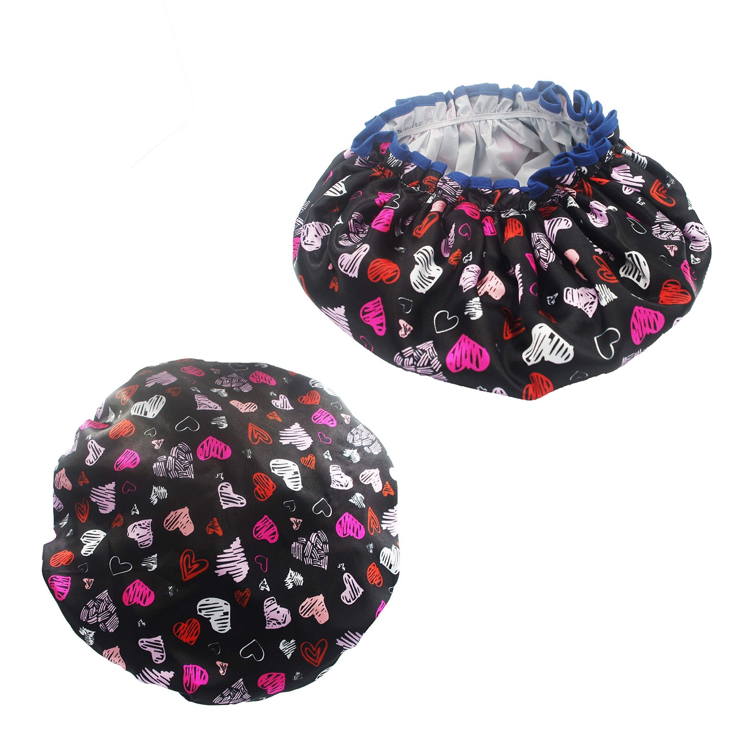 Bleu Bath (2 Pack) Sexy Lovely Fashion Style Hair Cap Double Layer Lined Waterproof Durable Eco-Friendly Shower Cap with Tight Elastic-Fashionista Collection Bath Cap (Standard Size-Lovely Style)