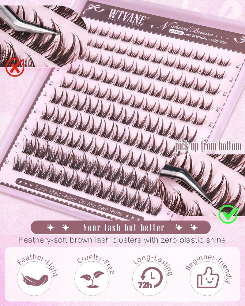 Spiky Brown Lash Clusters - 8-14mm Manga Eyelash Extensions | Wispy Anime Individual Lashes
