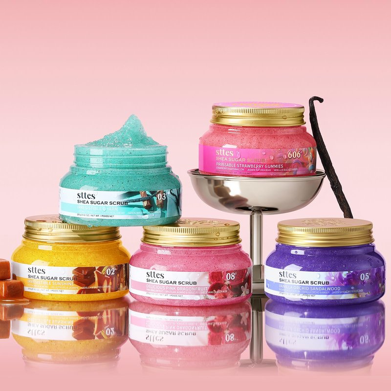 Sttes Smell Rio Shea Sugar Body Scrub 02 (Irresistible Sunshine) – Pistachio & Salted Caramel Scent Shower Treatment 250g