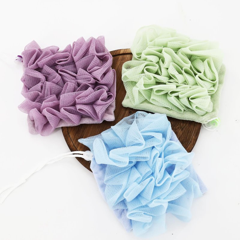 3 Pcs Soap Bar Loofah, 2 in 1 Bar Soap Loofah Pouch Holds Bar Soap-Exfoliation Mesh Shower Ball (Purple+Blue+Green)