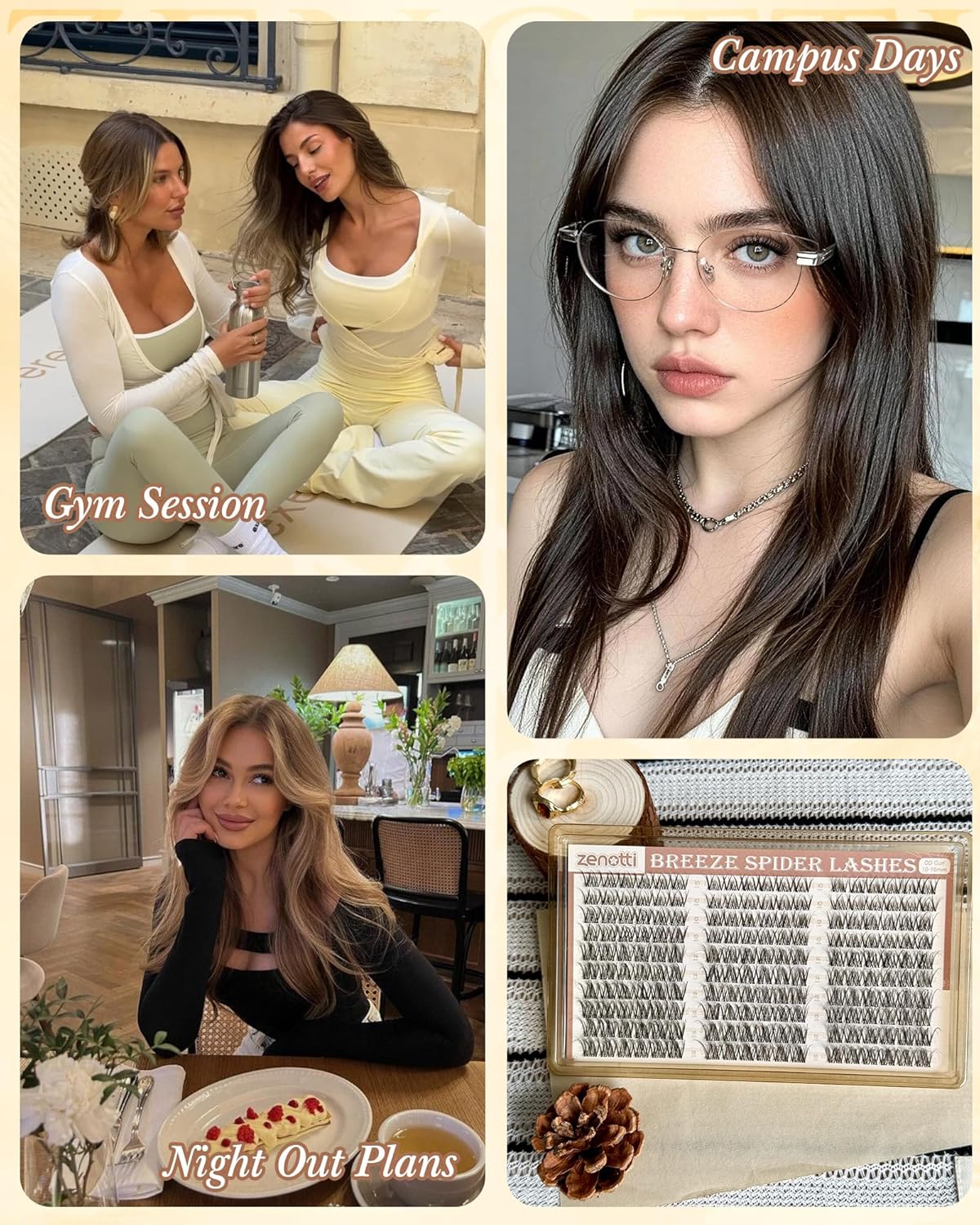 Spider Breeze Lash Clusters - DD Curl 180PCS Natural Wispy Eyelash Extensions | Kim K Style with Invisible Band