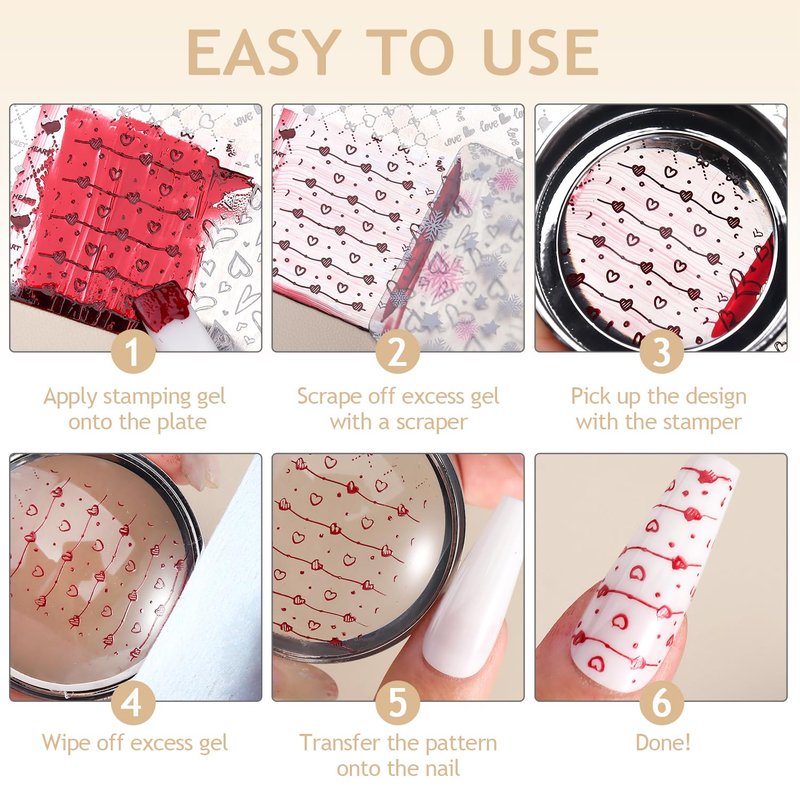 Skiennix 2-in-1 Jelly Silicone Nail Art Stamper - Detachable Tool with Scraper for Gel Polish & French Tips (Silver)